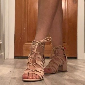 Lace up block heels